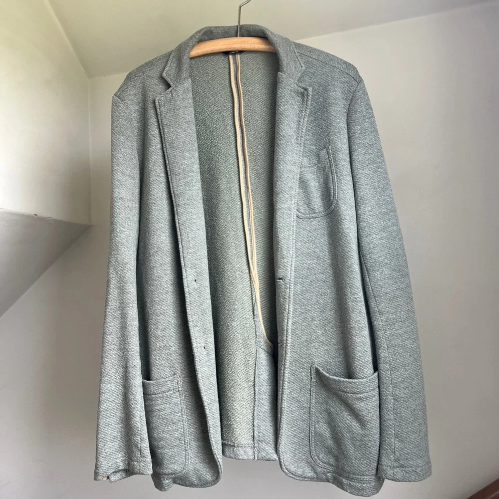 Faherty Inlet Blazer Large Tall Heather Gray Knit Sport Coat Cotton Blend Jacket